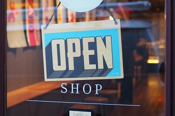 Open sign for student shopping in Plymouth